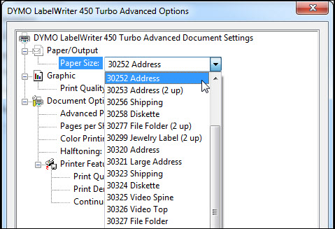 TouchPoint Software Documentation | Dymo Printer Settings for Check-In
